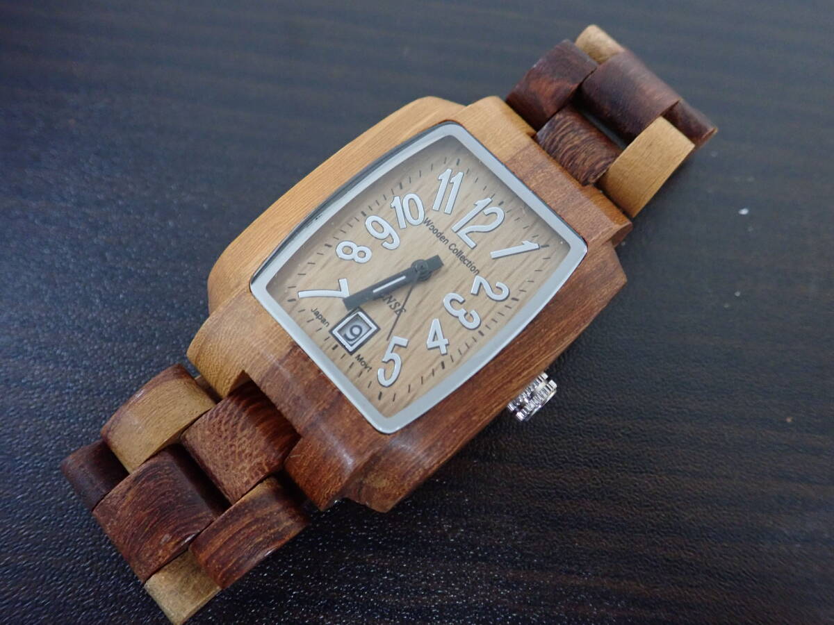 TENSE テンス 腕時計 Wooden Collection クオーツ ブラウン 腕時計 現在稼働 激安１円スタートの画像2