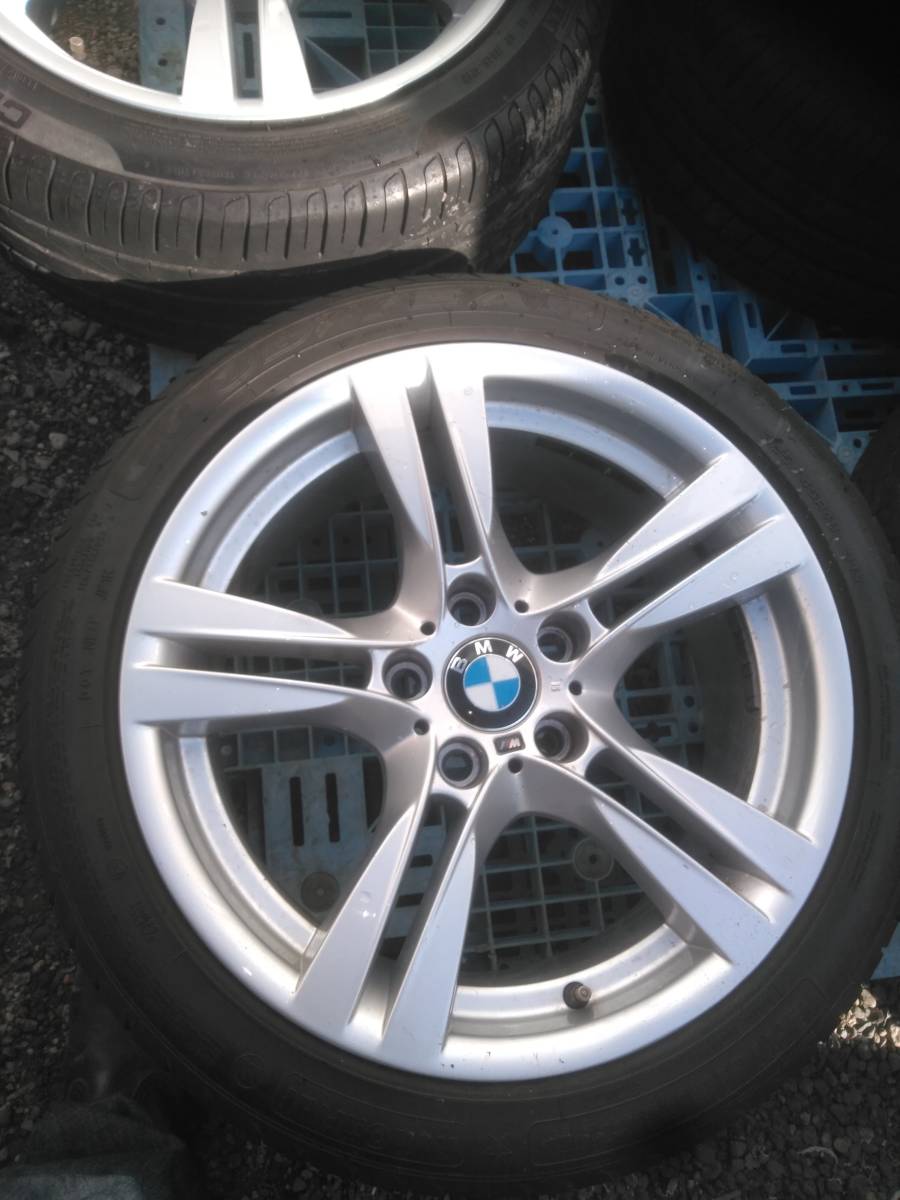 まぁまぁ綺麗 BMW X1 E84 純正ホイール 純正 アルミ Mスポーツ 225/45R18 255/40R18 ラン　フラットタイヤ 18×8J 18×9J 3シリーズ流用に_画像2