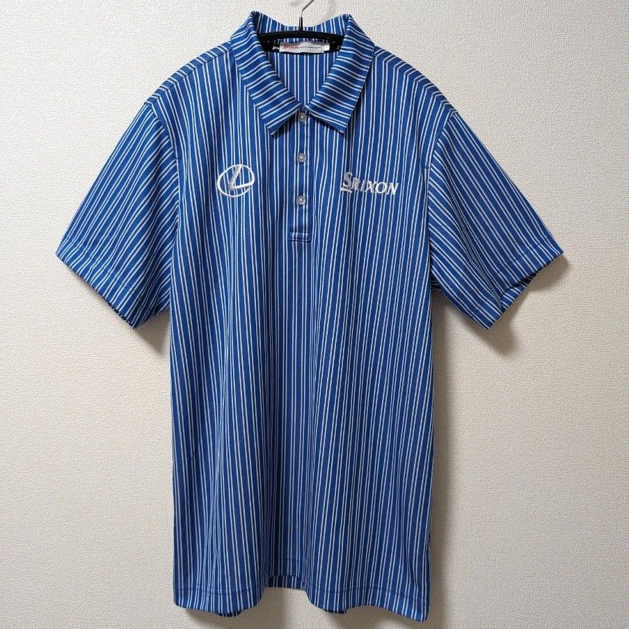 ゴルフウェア【SRIXON ×LEXUS】ストライプ柄半袖ポロシャツ レクサス 美品】SRIXONスリクソン LEXUSレクサス 松山英樹モデル DESCENTE