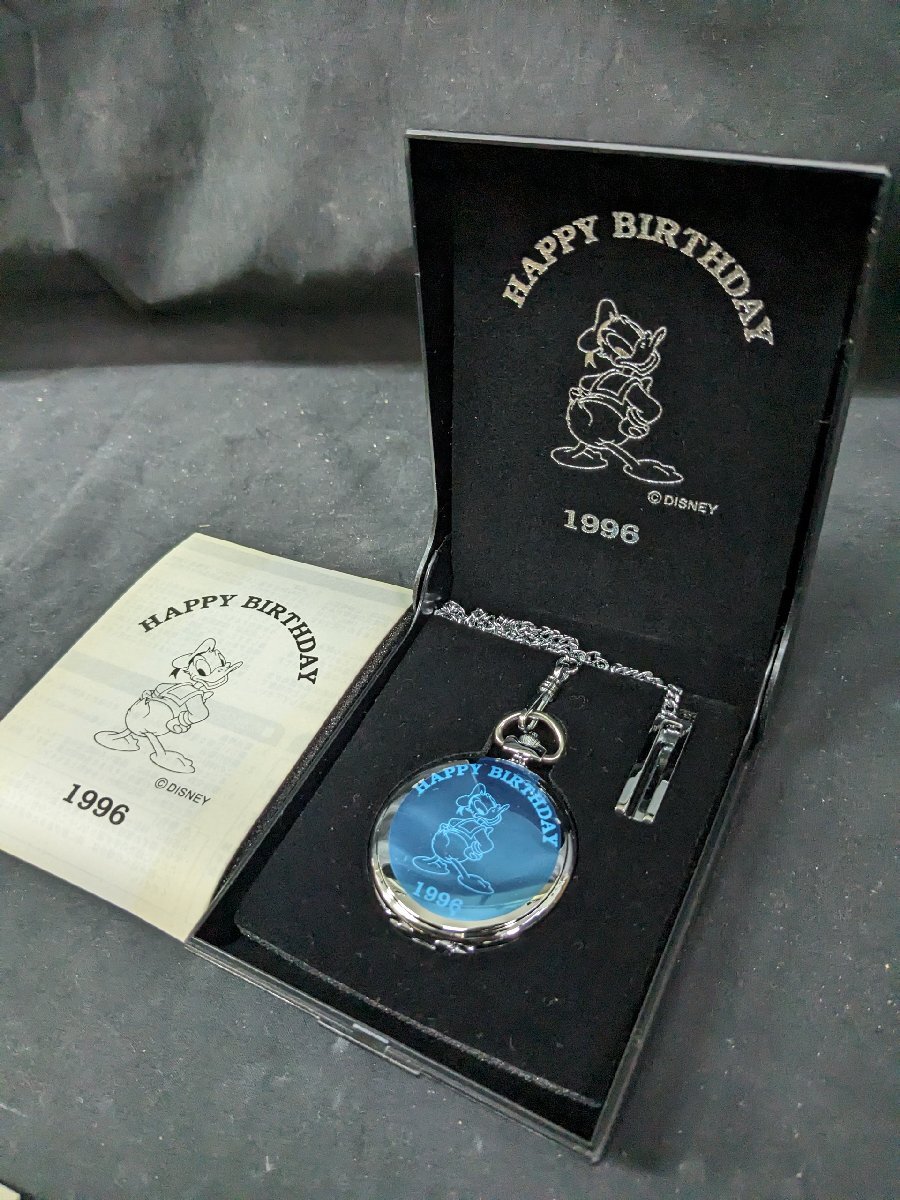  не использовался Дональд * Duck карманные часы HAPPY BIRTHDAY 1996 500 шт ограничение DISNEY LAND STORE DONALD