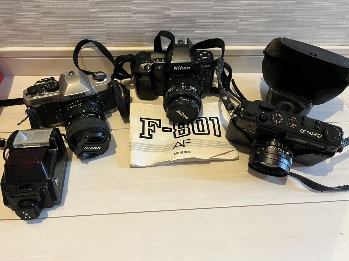 フィルムカメラ Nikon ニコン　F-801 FM10 YASHICA ヤシカ　Electro35 計3台セット　ストロボ付き_画像1