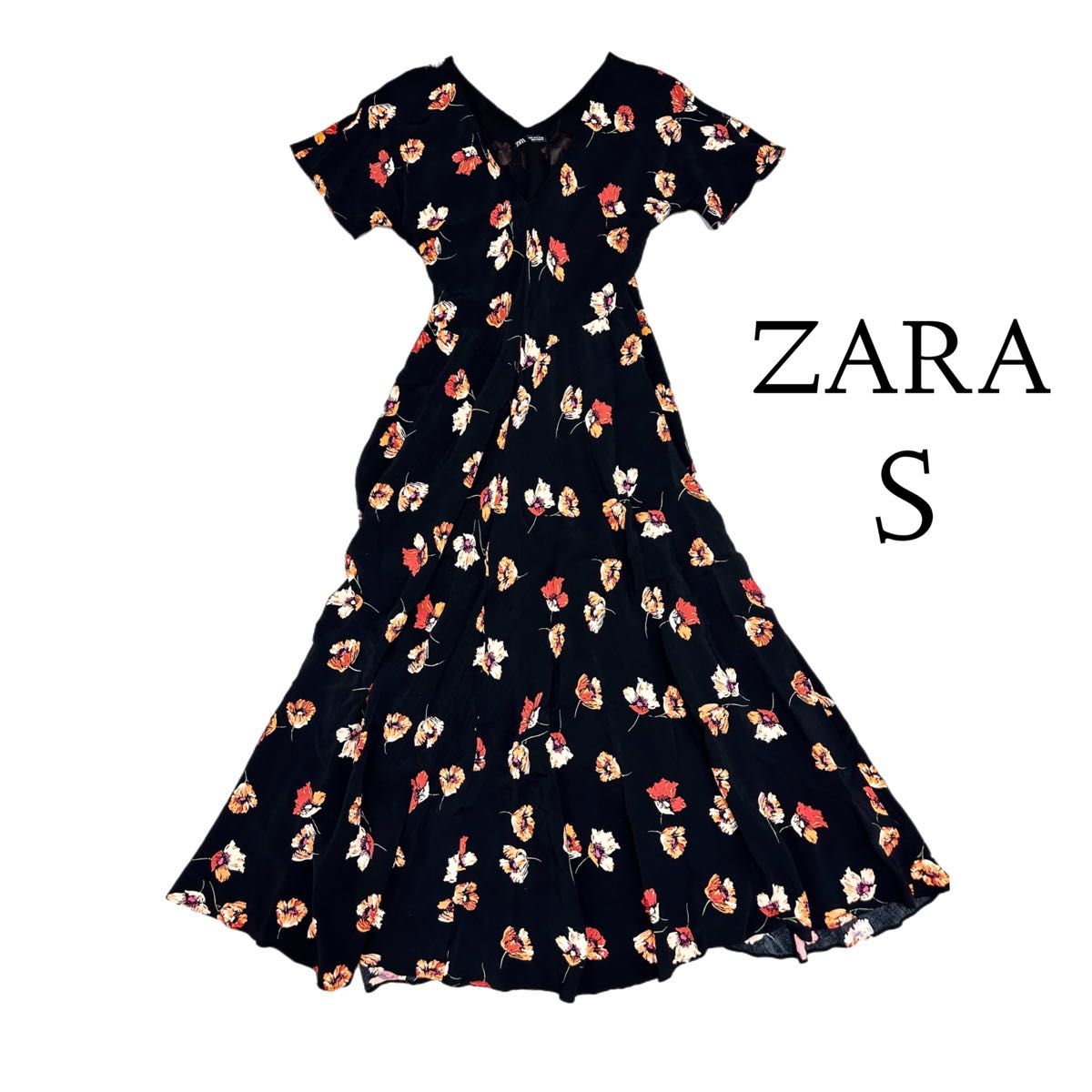 ZARA ザラ S マキシ丈ワンピース ロングワンピース　花柄 総柄 リゾート