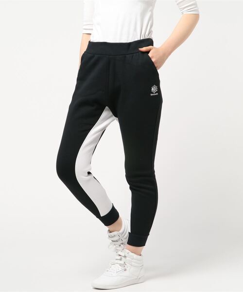 レディース 「Reebok」 スウェットパンツ X-LARGE ブラック×ホワイト_画像1