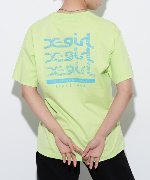 レディース 「X-girl」 半袖Tシャツ X-LARGE ライトグリーン_画像1