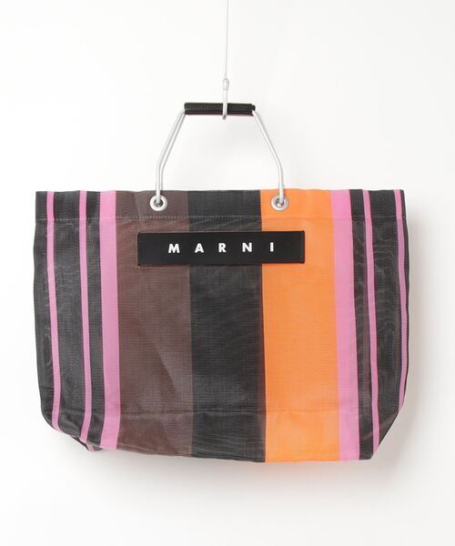 レディース 「MARNI」 ストライプ柄ハンドバッグ - ブラック_画像1