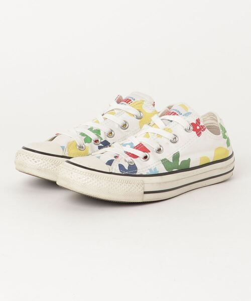 「CONVERSE」 花柄ローカットスニーカー 22.5cm ホワイト レディース_画像1