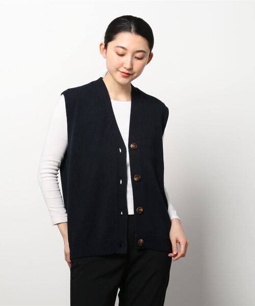 「Demi-Luxe BEAMS」 ニットベスト ONE SIZE ネイビー レディース_画像1