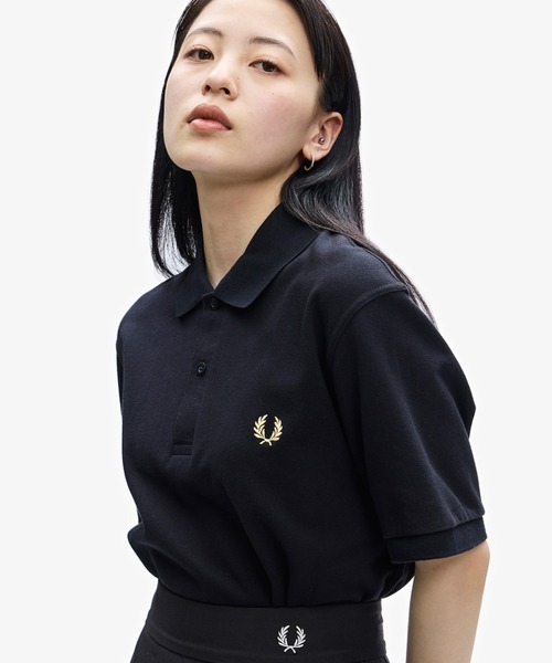 「FRED PERRY」 半袖ポロシャツ 42 ブラック メンズ_画像1