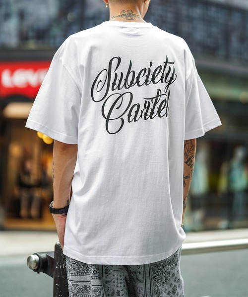 「Subciety」 半袖Tシャツ X-LARGE ホワイト×ブラック メンズ_画像1