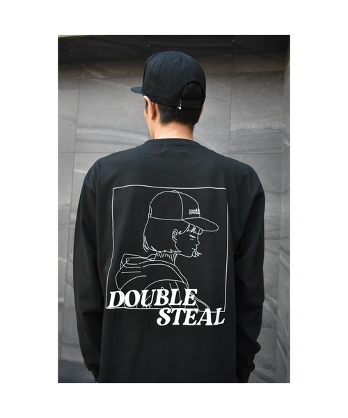 「DOUBLE STEAL」 長袖Tシャツ - ブラック メンズ_画像1