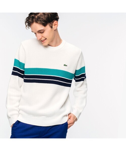 「LACOSTE」 長袖ニット 2 ライトグレー メンズ_画像1