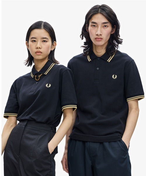 「FRED PERRY」 半袖ポロシャツ 36 ブラック メンズ_画像1