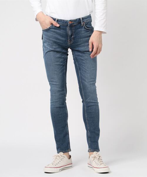 「Nudie Jeans」 加工スキニーデニムパンツ 30inch インディゴブルー メンズ_画像1