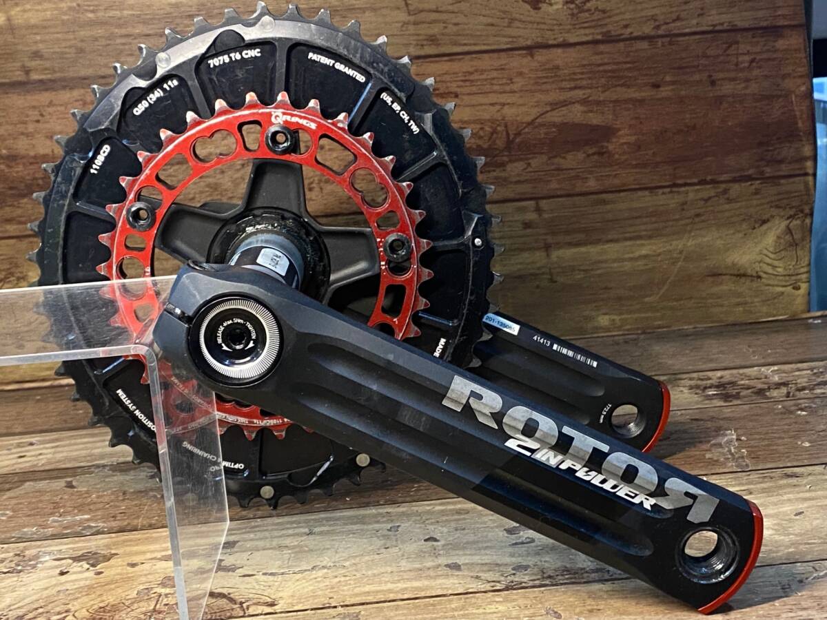 HS739 ローター Rotor 2 In Power パワーメーター クランクセット 170mm 50/34T 両足計測 QRINGS QARBON チェーンリング付き ※動作未確認の画像2