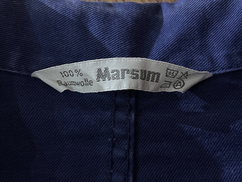 送無 G② 古着屋購入 雰囲気抜群 70s 80s EURO ユーロ 古着 Marsum オールド ビンテージ ワーク ジャケット カバーオール 紺 ネイビー 52の画像8