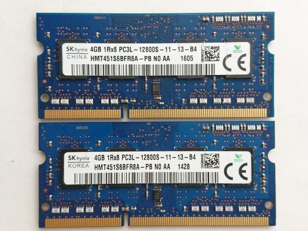  secondhand goods *SKhynix Note memory 4GB 1Rx8 PC3L-12800S-11-13-B4*4G×2 sheets total 8GB