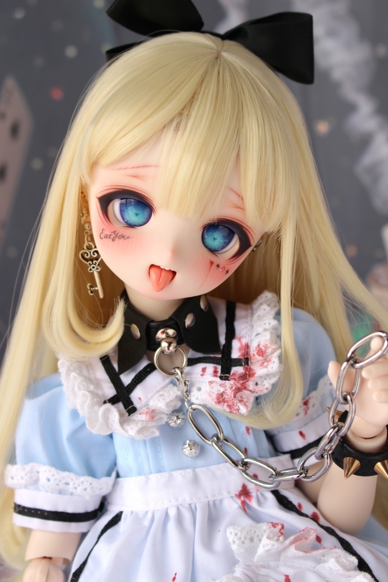 【34DOLLS】DDH-01 SW肌 カスタムヘッド＋手描きアイ＋舌パーツ5種＋おまけウィッグ、アクセサリー小物類、お洋服セット(no body) MDDの画像5