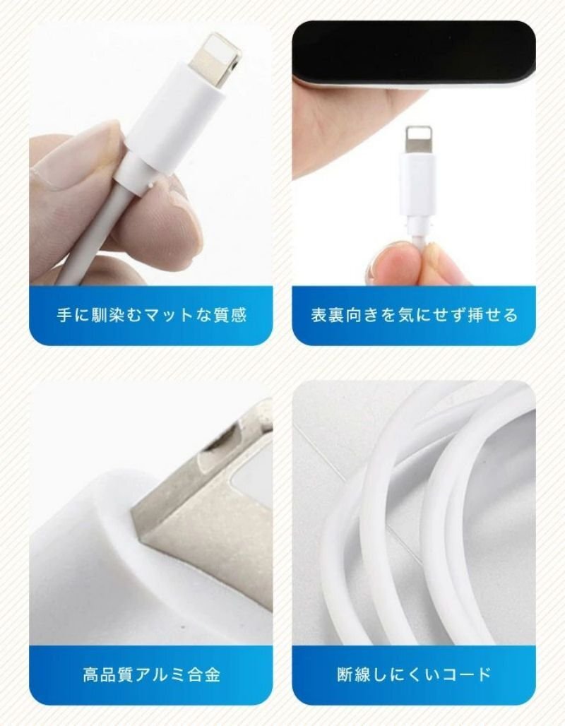 iPhone 充電ケーブル 純正品質 2.4A急速充電 断線防止 高耐久 lightning 充電 USB ライトニング ケーブル iPhoneコード iPad-0.25m_画像4