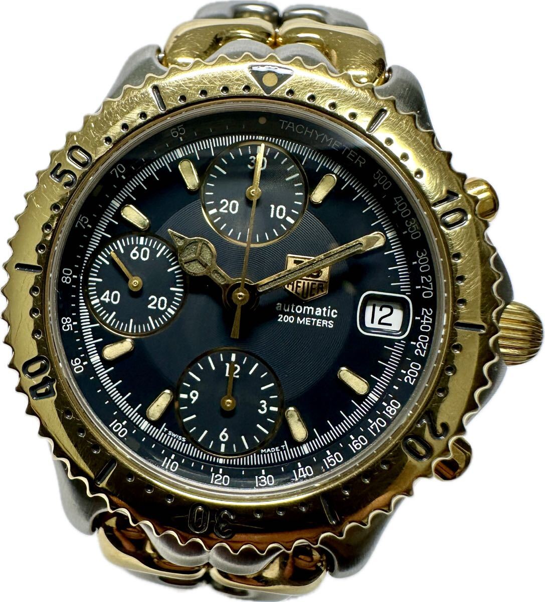 1 jpy ~ Y rare AT model TAG Heuer cell chronograph CG2121-R0 Large size men's self-winding watch Date antique clock 62240337