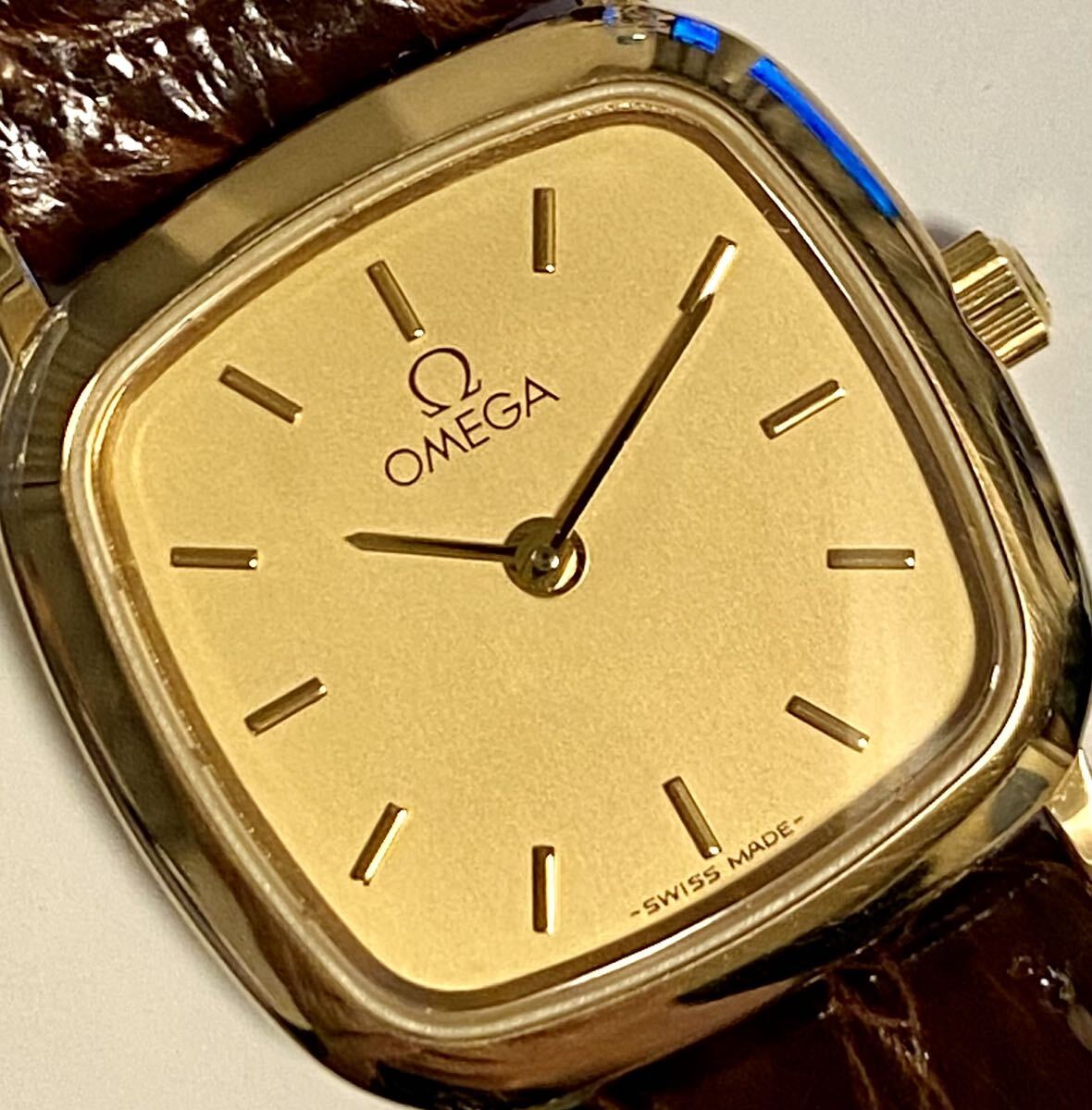 1円〜 N OMEGA オメガ デビル ゴールド文字盤 レディース クォーツ アンティーク ヴィンテージ ジャンク 腕時計 A2251の画像2