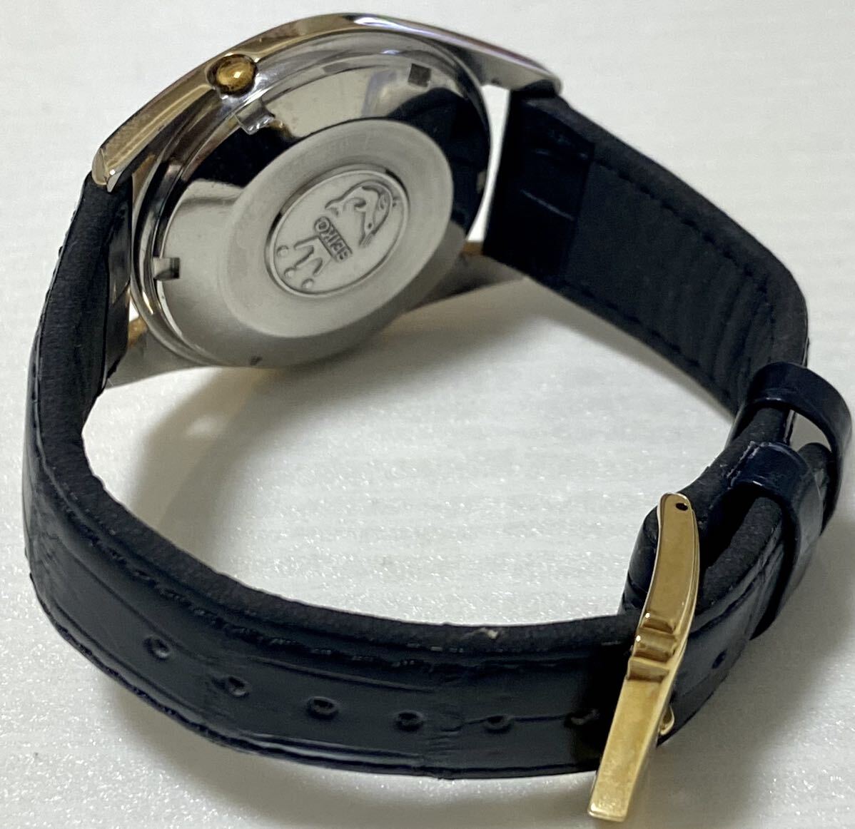 1円〜 N SEIKO セイコー マチック 6218-8971 シルバー文字盤 王冠イルカ メンズ 自動巻き デイデイト アンティーク 稼動品 腕時計 A0306の画像9