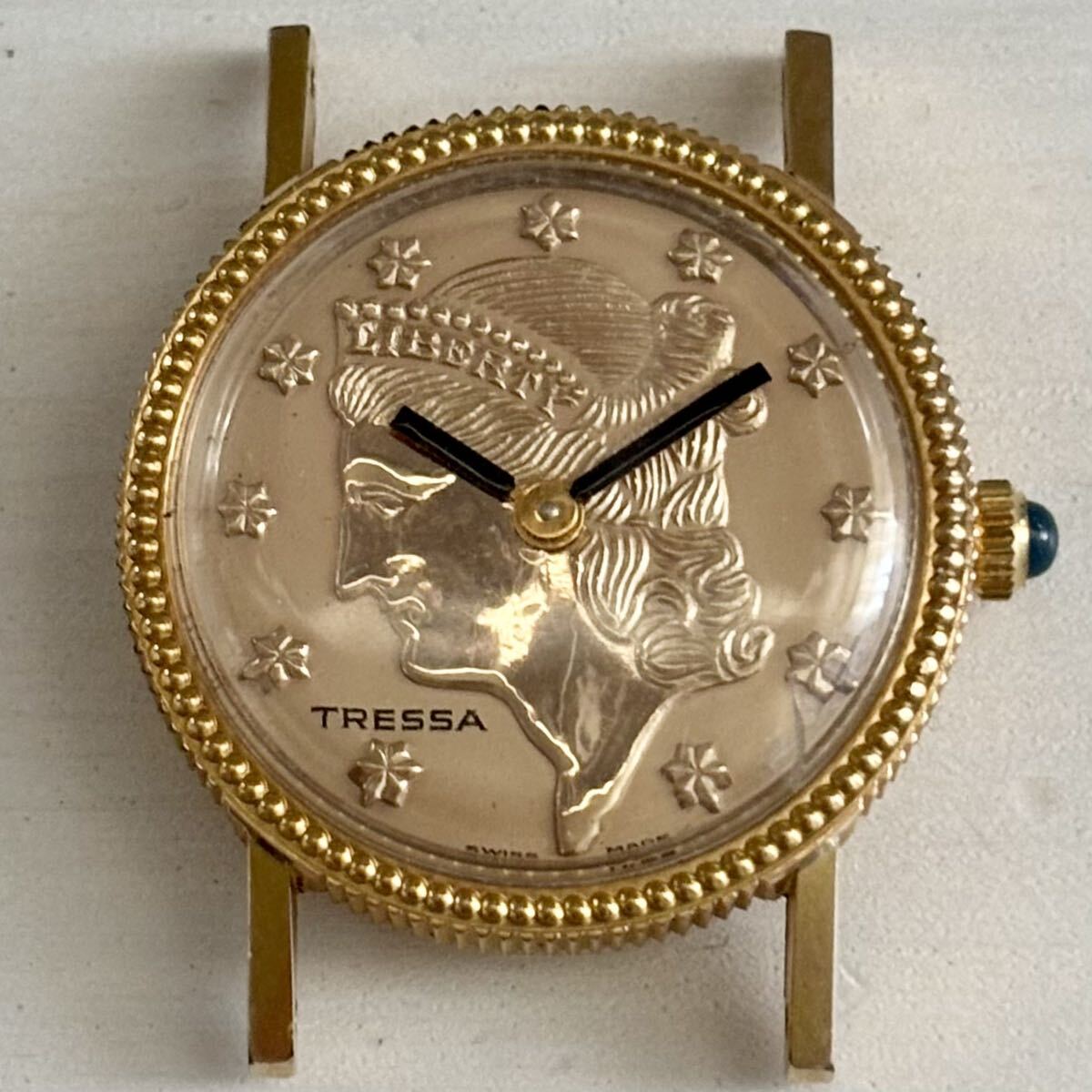 1円~ A TRESSA トレッサ リバティ コインウォッチ ゴールドモデル レディース 手巻き アンティーク 腕時計 9213997の画像1