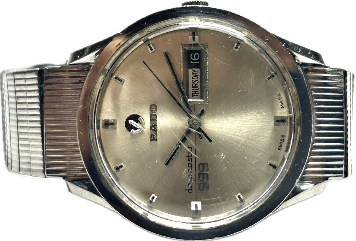 1円〜 T RADO ラドー デイマスター 999 11778/1 稼動品 シルバーダイヤル メンズ 自動巻き デイデイト アンティーク 時計 6225392_画像4