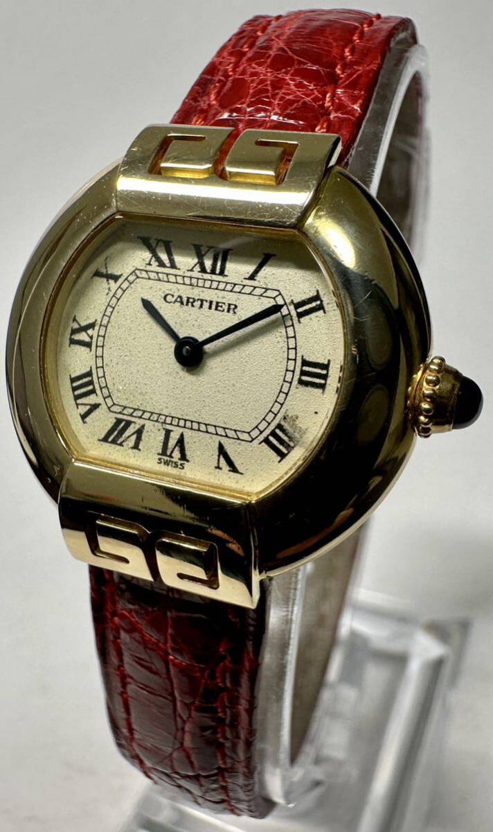 1円〜 Y 希少 18金YG金無垢 Cartier カルティエ エリプス 重量22.5g レディース クォーツ ローマンダイヤル アンティーク 時計 622574818