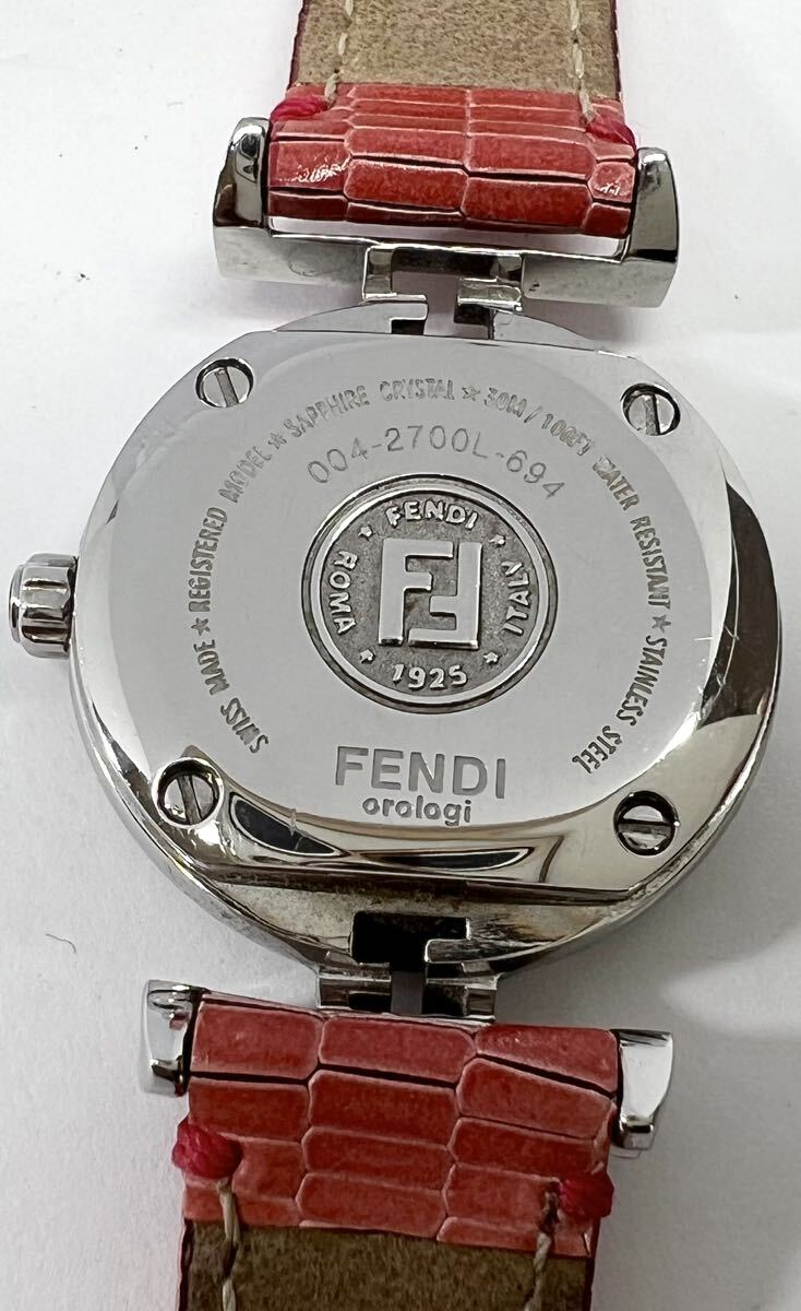 1円〜 H 国際保証書付 FENDI フェンディ モーダ 004-2700L-694 レッドダイヤル レディース クォーツ アンティーク 時計 7221972の画像9