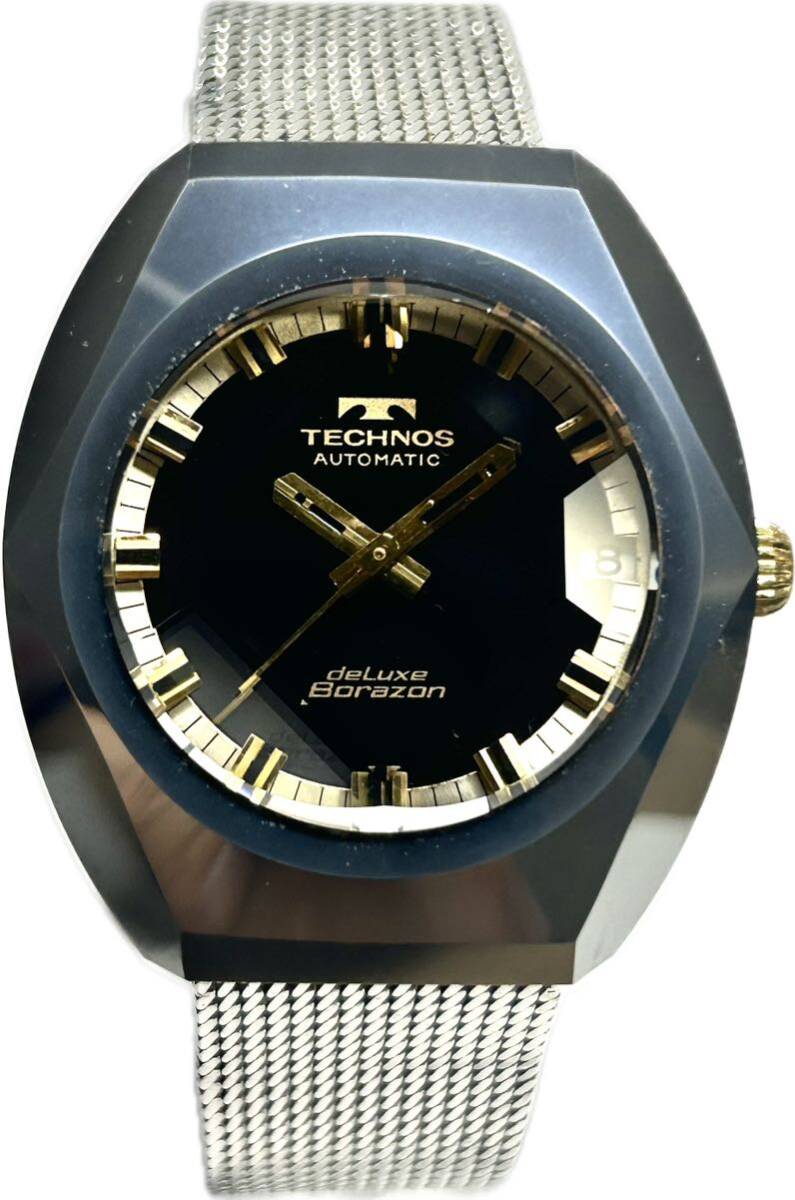1 иен ~ T TECHNOS Tecnos bolazon Deluxe не пропускающее стекло мужской самозаводящиеся часы Date античный Junk часы 6225644