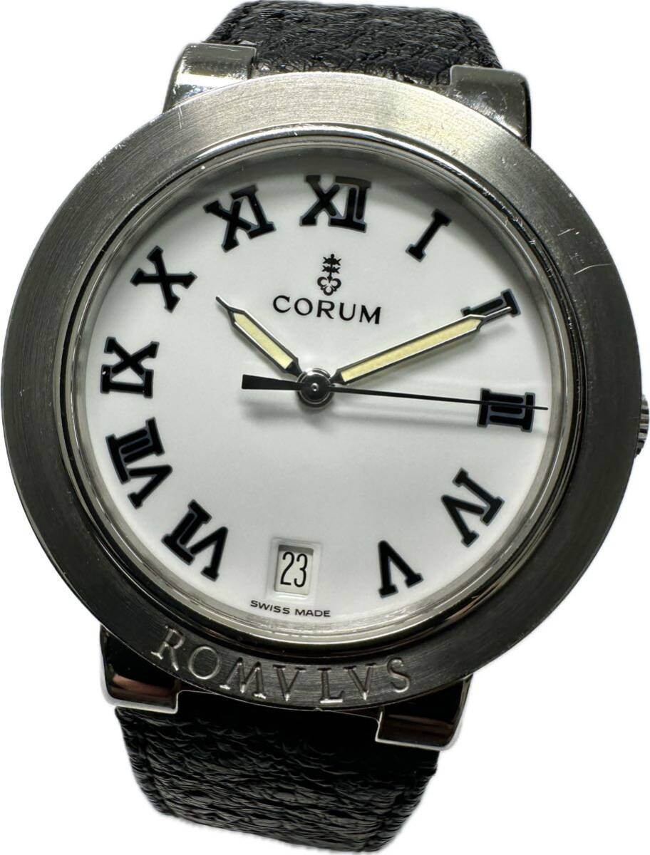 1 jpy ~ Y rare CORUM Corum rom rus63.171.20 key Logo white Rome n men's quartz Date antique clock 72219579