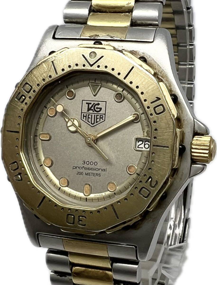 1 jpy ~ H TAG Heuer 3000 series 934.213 men's quartz Date antique Vintage attached koma Junk clock 7223256