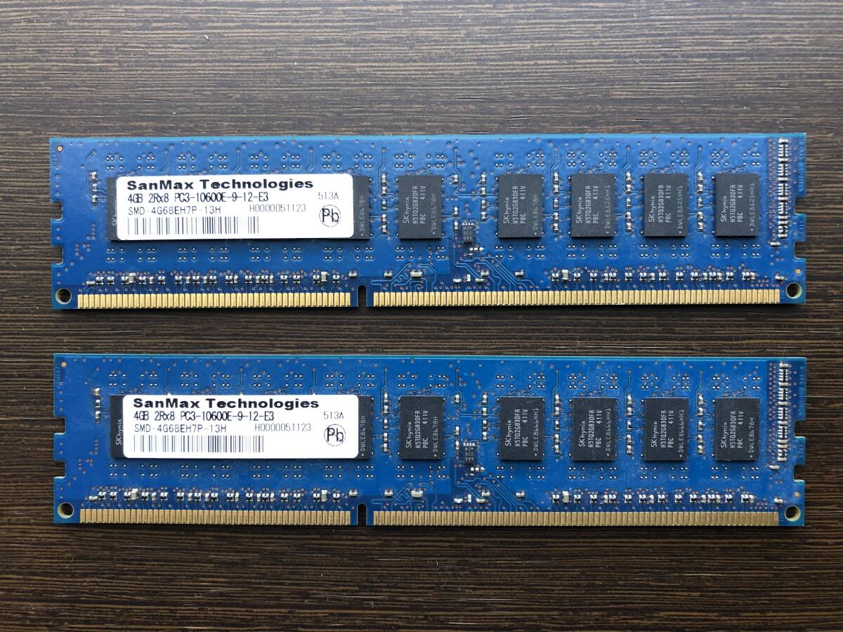 メモリ PC3-10600 4GB×2枚組 2R×8 SanMax Technologiesの画像1