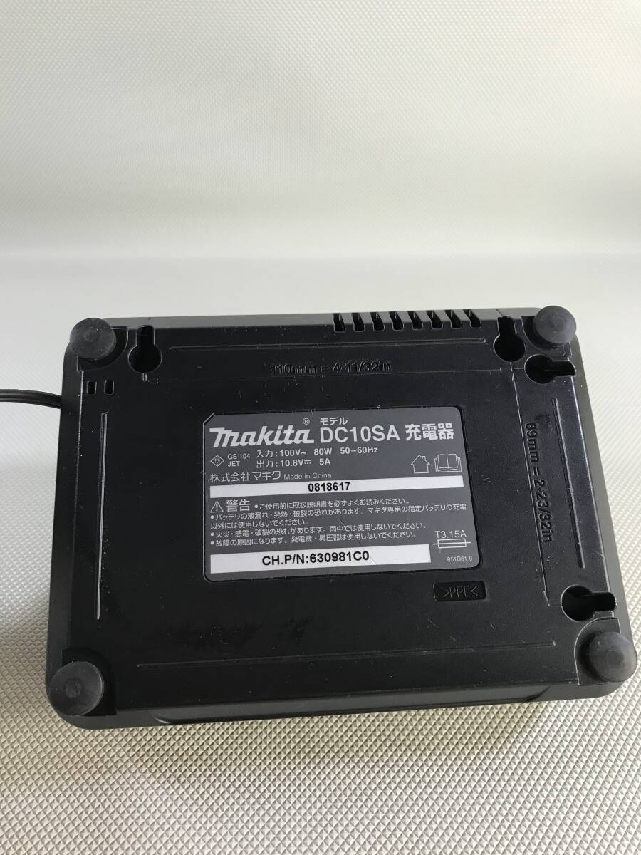 S4830○makita マキタ 充電器 Li-ion 10.8V用 AC100V専用 DC10SA バッテリ BL1015 【保証あり】 240417の画像6