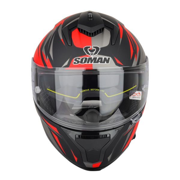 SOMAN для мотоцикла full-face шлем f "губа" выше UV cut 99% размер указание возможность красный линия 