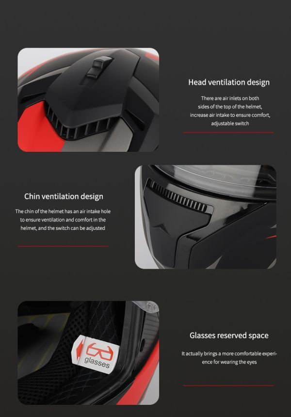 SOMAN для мотоцикла full-face шлем f "губа" выше UV cut 99% размер указание возможность красный линия 