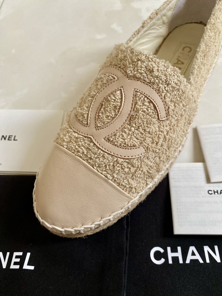 美品 CHANEL エスパドリーユ フラット シューズ ローファー スニーカー 35 シャネル 保存袋 取説の画像2