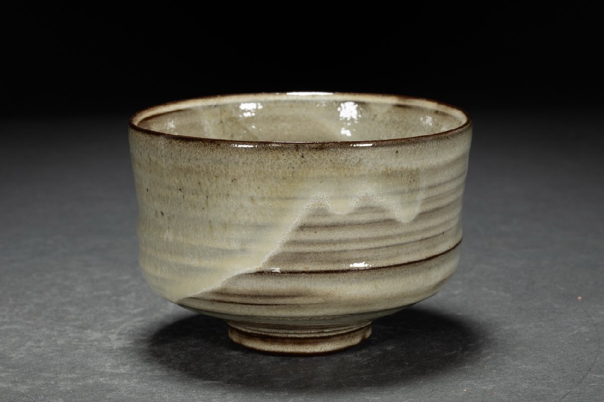 【善古堂】某有名オークション買入 時代物 陶峰作 施釉陶 抹茶碗 共箱 茶碗 骨董品 古美術 0410-61H01　_画像4