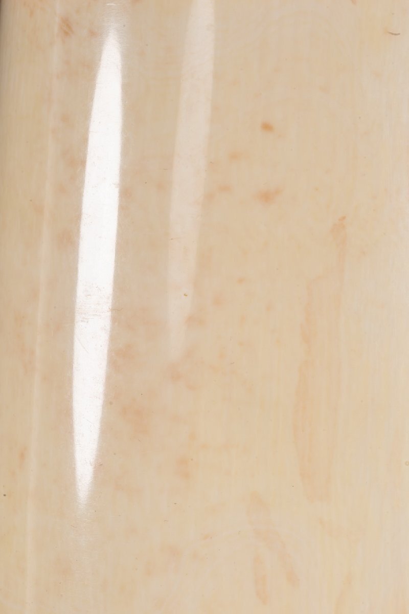 【善古堂】某有名収集家買取品 時代物 特種白材 孔雀花卉紋筆筒 巨大白材 極圧肉 骨董品 古美術 0318-H708　_画像6