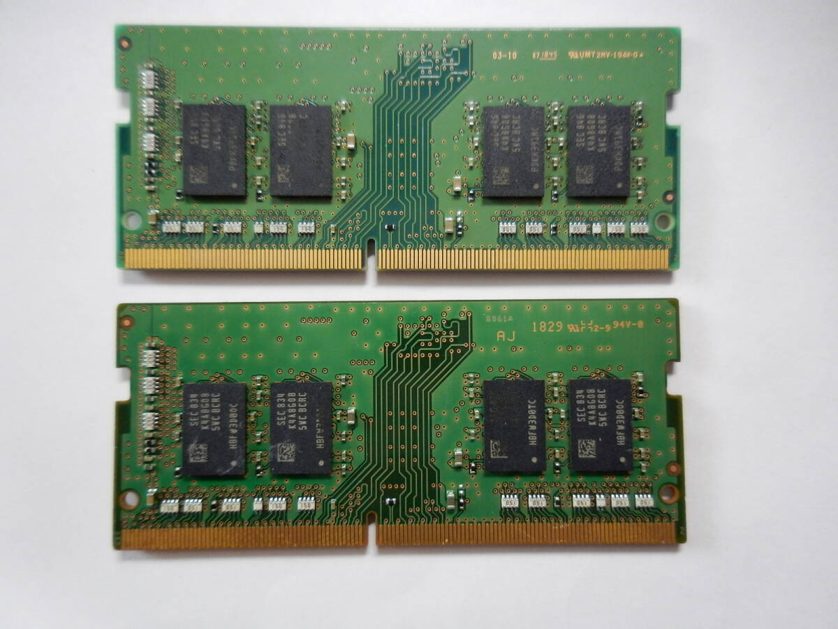 SAMSUNG ノート用 DDR4-2400 PC4-19200 PC4-2400T-SA1-11 1R-8両面 8GB×2枚 計16GB の画像2