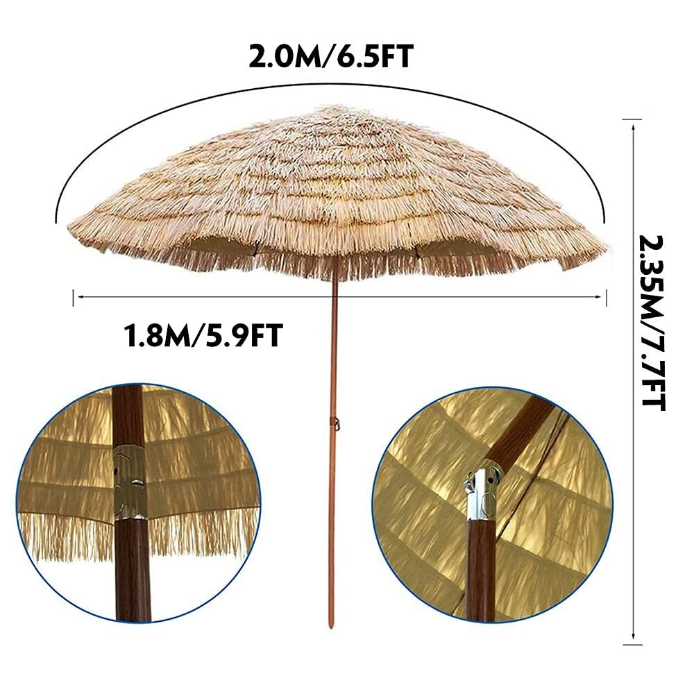 Outdoor Beach Umbrella, Large Garden Parasol Sunbrella, Patio Market Table Umbrellas, Tropical Hawaiian Style Thatched Umbrellas,_画像4