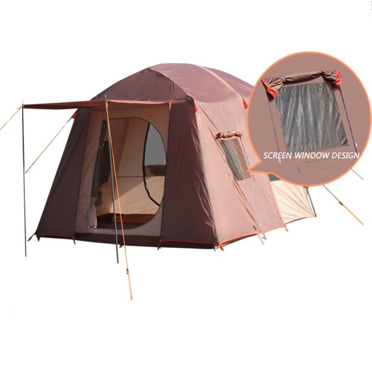 8人用キャンプテント、簡単なクイックセットアップテント、家族用キャンプテント、キャンプ用防水テント、屋外、裏庭_画像7