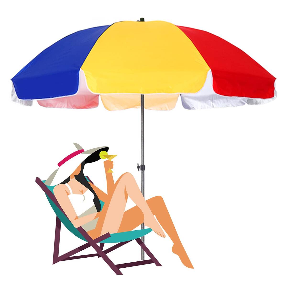 Large Garden Umbrella, Patio Market Table Umbrellas, Round Colored Sun Umbrella, Waterproof Oxford Cloth, with Strong Ribs, For_画像1