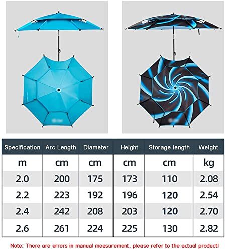 JSY フィッシングテント 屋外釣り傘パラソル折りたたみビーチ傘の肥厚日焼け止め雨プルーフと防風釣り飼育傘 釣り部品 (Color : Cool Blue_画像2