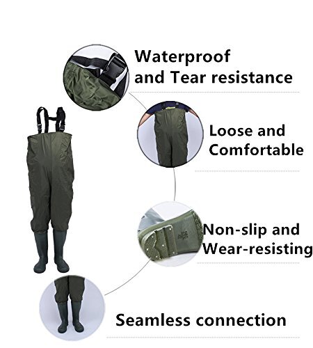 unistrengh防水ナイロン、PVC CLEATED Bootfoot胸Waders Wear Resisting釣りHunting Boot Waders グリーン_画像2