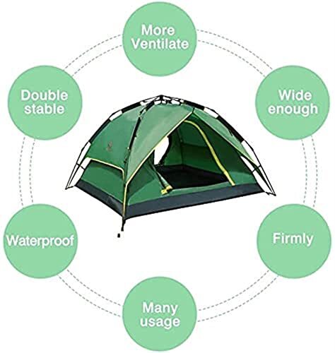 キャンプテント 3 ～ 4 人用 2 層ポップアップテント |防水キャンプドームテント 2ドア通気メッシュ窓付き、ハイキングキャンプ用_画像5