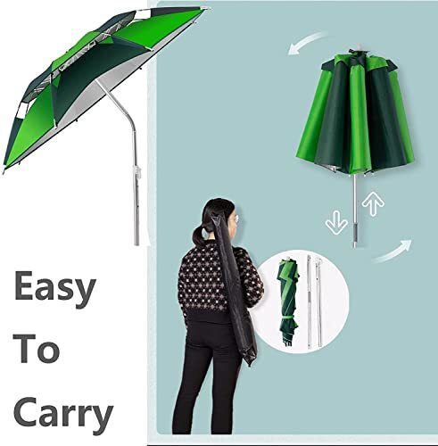 JSY フィッシングテント 釣り傘パラソル日焼け止めと雨プルーフポータブル傘は、持ち運びや持ち運びが簡単です 釣り部品 (Color : Green,