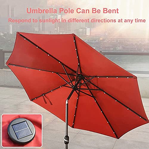 2.7m Sun Patio Umbrella Parasol, Outdoor Market Table Sunbrella, with 8 Sturdy Ribs, Button Tilt and Crank, Suitable For Gardens,_画像3