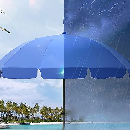 Colored Garden Parasol, Round Beach Umbrella, Height-adjustable, for Courtyard, Balcony, Lawn, Camping_画像6