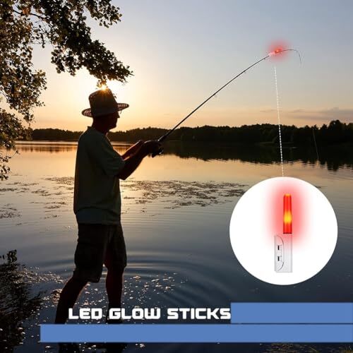 Happlignly 3 個釣りランプ電気 LED スティックライト夜の釣り具アクセサリー発光フロート (点灯、フラッシュ、2_画像5